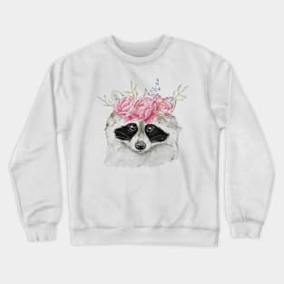 Cute Raccoon with Flower Headband Crewneck Sweatshirt